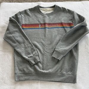 Cotopaxi Men's Gray Crewneck Sweater with Rainbow Stripe